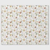 Papier Cadeau Fleur sauvage aquarelle boho (Plat)