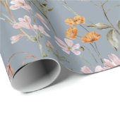 Papier Cadeau Fleur sauvage bleu Dusty Boho Bloom Garden Boho (Coin rond)