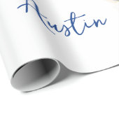 Papier Cadeau Fleur sauvage bleu Mariage/douche Félicitations (Coin rond)