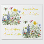 Papier Cadeau Fleur sauvage bleu Mariage/douche Félicitations (Plat)