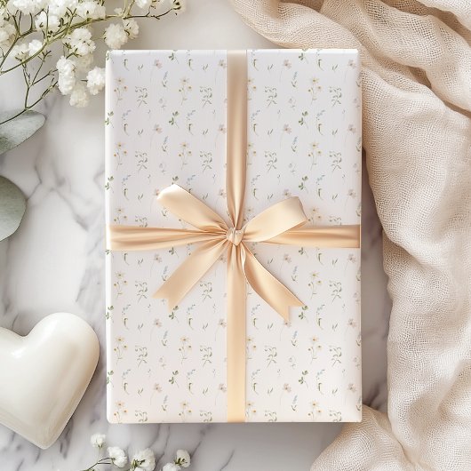 Papier Cadeau Fleur sauvage bleu printemps