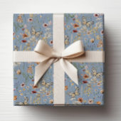Papier Cadeau Fleur sauvage Boho bleu