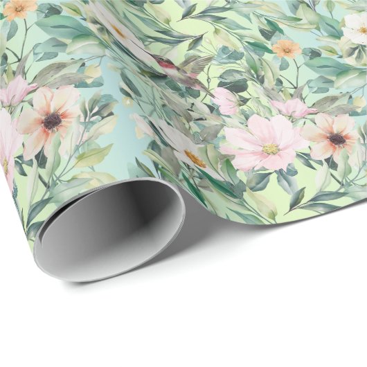 Papier Cadeau Fleur sauvage d'aquarelle Boho moderne (Coin rond)