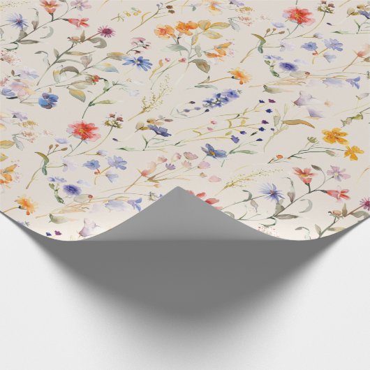 Papier Cadeau Fleur sauvage d'aquarelle de Boho (Coin)