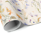 Papier Cadeau Fleur sauvage d'aquarelle de Boho (Coin rond)