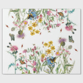 Papier Cadeau Fleur sauvage d'aquarelle Insectes Floral Spring G (Plat)