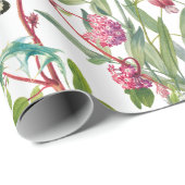 Papier Cadeau Fleur sauvage d'aquarelle Insectes Floral Spring G (Coin rond)