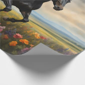 Papier Cadeau Fleur sauvage de la Galloping du cheval friésien (Coin)