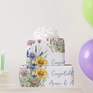 Papier Cadeau Fleur sauvage de terrain coloré Mariage/douche