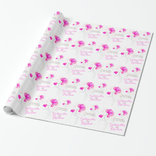 Papier Cadeau fleur sauvage mariage noir rose