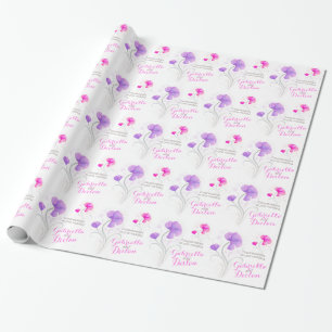 Papier Cadeau fleur sauvage mariage rose violet enveloppement d'