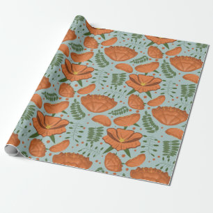 Papier Cadeau Fleur sauvage Orange Poppy
