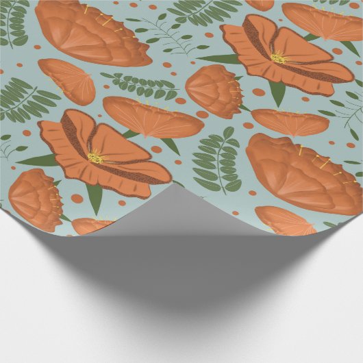 Papier Cadeau Fleur sauvage Orange Poppy (Coin)