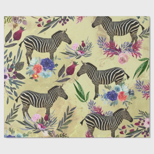 Papier Cadeau Fleur sauvage Zebra (Plat)