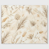 Papier Cadeau Fleur Séchée Botanique Beige (Plat)