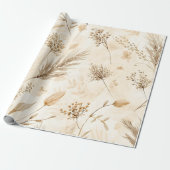 Papier Cadeau Fleur Séchée Botanique Beige (Déroulé)