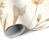 Papier Cadeau Fleur Séchée Botanique Beige (Coin rond)