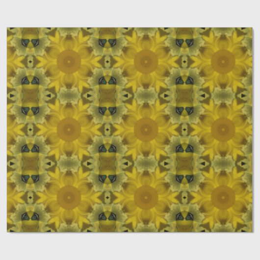 Papier Cadeau Fleur soleil éclate dorée (Plat)