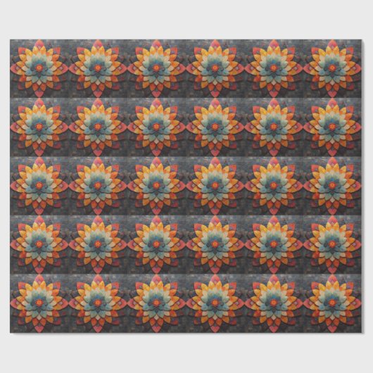 Papier Cadeau Fleur texturée Mandala Art (Plat)