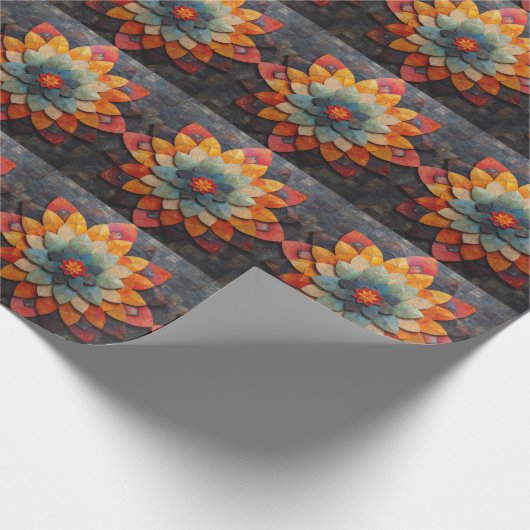 Papier Cadeau Fleur texturée Mandala Art (Coin)
