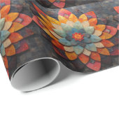 Papier Cadeau Fleur texturée Mandala Art (Coin rond)