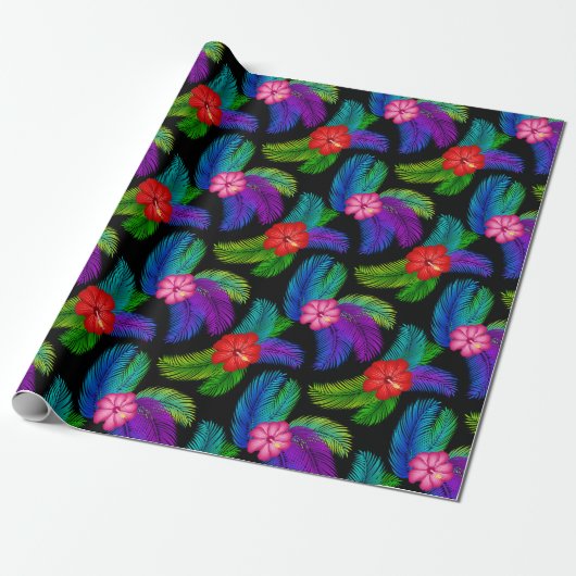 Papier Cadeau Fleur tropicale hawaïenne (Déroulé)