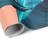 Papier Cadeau Fleur tropicale, plante et motif de feuilles b (Coin rond)