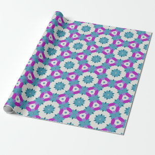 Papier Cadeau Fleur Turquoise et violette rayonnante PP4