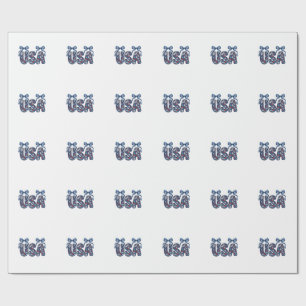 Papier Cadeau Fleur USA Nœud Patriote Conception Vectorielle_1