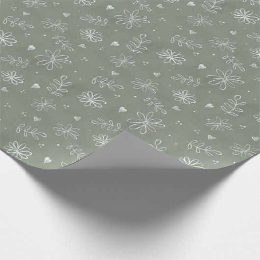 Papier Cadeau Fleur vert Sage de marais simples (Coin)