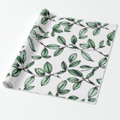 Papier Cadeau Fleur verte (Déroulé)