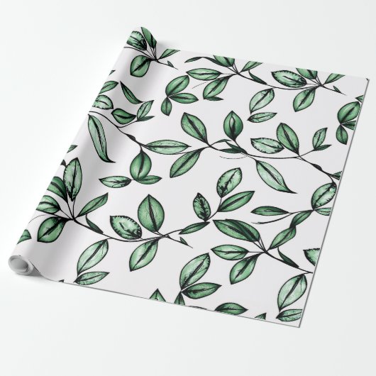 Papier Cadeau Fleur verte (Déroulé)
