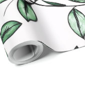 Papier Cadeau Fleur verte (Coin rond)