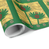 Papier Cadeau Fleur verte de style éblouissant (Coin rond)