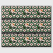 Papier Cadeau Fleur victorienne de Noël sur le rose (Plat)