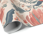 Papier Cadeau Fleur Vintage (Coin rond)