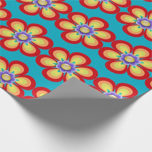 Papier Cadeau Fleur Vintage rétro (Coin)