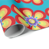 Papier Cadeau Fleur Vintage rétro (Coin rond)