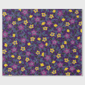 Papier Cadeau Fleur violet et jaune (Plat)