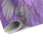 Papier Cadeau Fleur violette abstraite de l'art fractal psychédé (Coin rond)