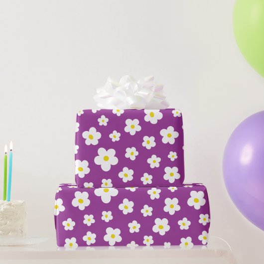 Papier Cadeau Fleur violette et jaune (Cadeaux de fête)