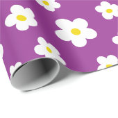 Papier Cadeau Fleur violette et jaune (Coin rond)