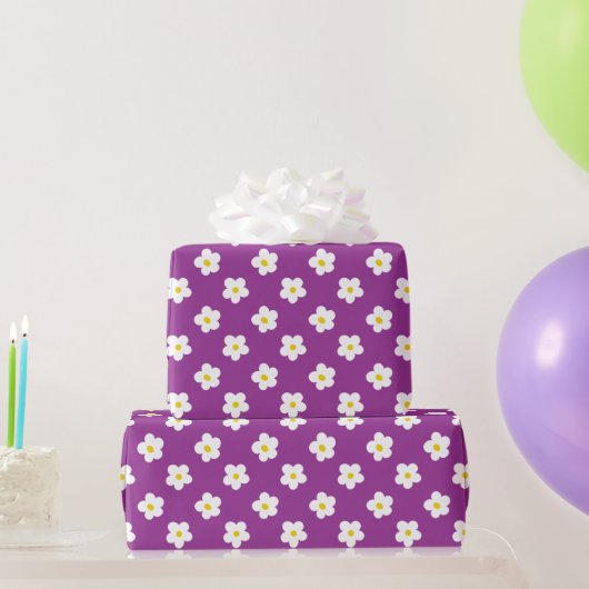 Papier Cadeau Fleur violette et jaune (Cadeaux de fête)