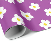 Papier Cadeau Fleur violette et jaune (Coin rond)