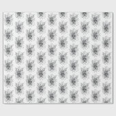 Papier Cadeau Fleur Zen Art, dessinée à la main - (Plat)