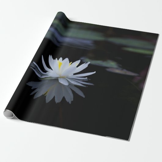 Papier Cadeau Fleur Zen Lotus Blanc (Déroulé)