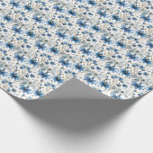 Papier cadeau fleuriste Libellule bleue et fleurs (Coin)