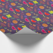 Papier Cadeau Fleuron moderne rose violet (Coin)