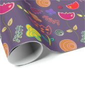 Papier Cadeau Fleuron moderne rose violet (Coin rond)