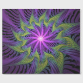 Papier Cadeau Fleuron vert violet Art Abstrait fractal moderne (Plat)